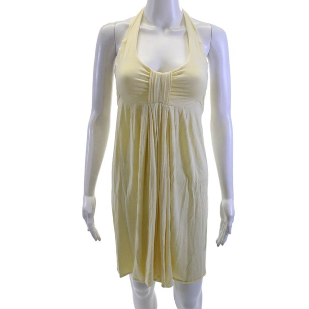 Michelle Jonas Womens Sundress Yellow Tie Waist Sleeveless Knee Length Size S